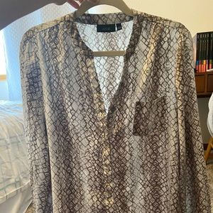 Snake Print Button Down Blouse (great for work)
